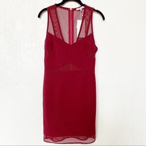 Lucy Paris Mesh Cutout Wine Red Sleeveless Dress Size Medium